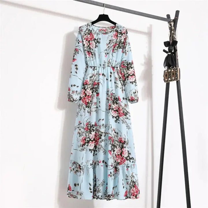 Valantomode | Beautiful Long Summer Dress with Floral Print for Women