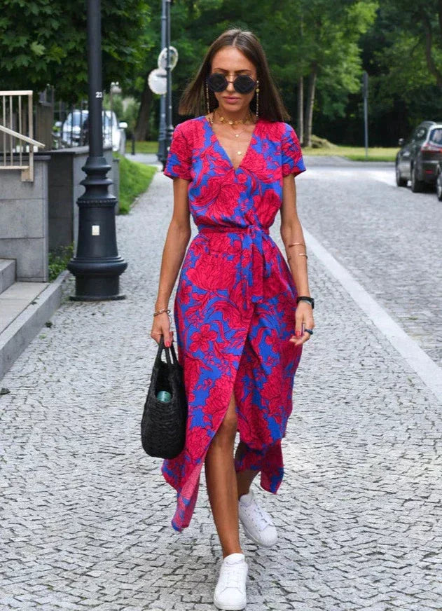 Valantomode | Floral Wrap Dress for Effortless Style and Elegance