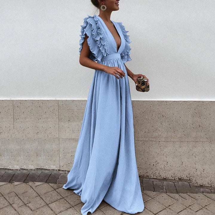 Valantomode | Chic Dress with Ruffled Sleeves for Trendy Outings