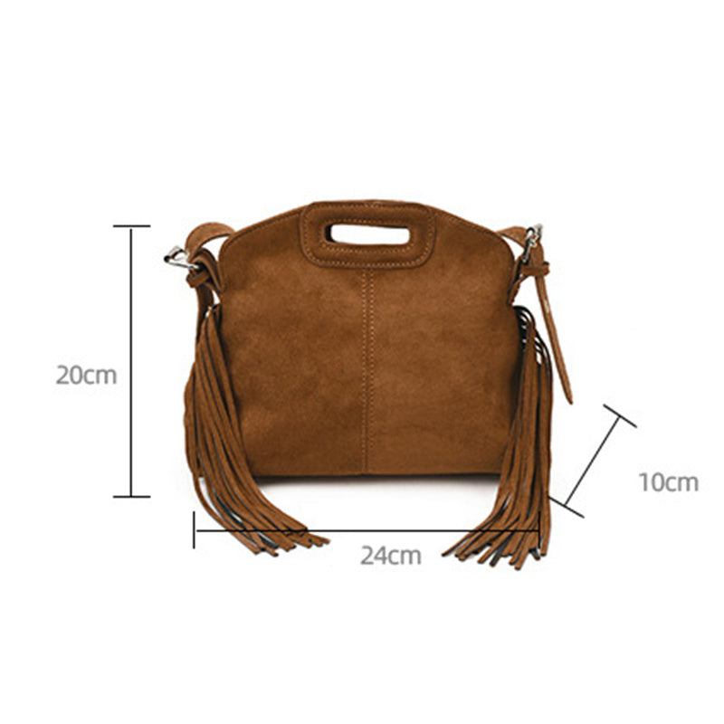 Valantomode | Velvet Cyclus Tassella – Premium Vegan Suede Adjustable Bucket Bag & Crossbody