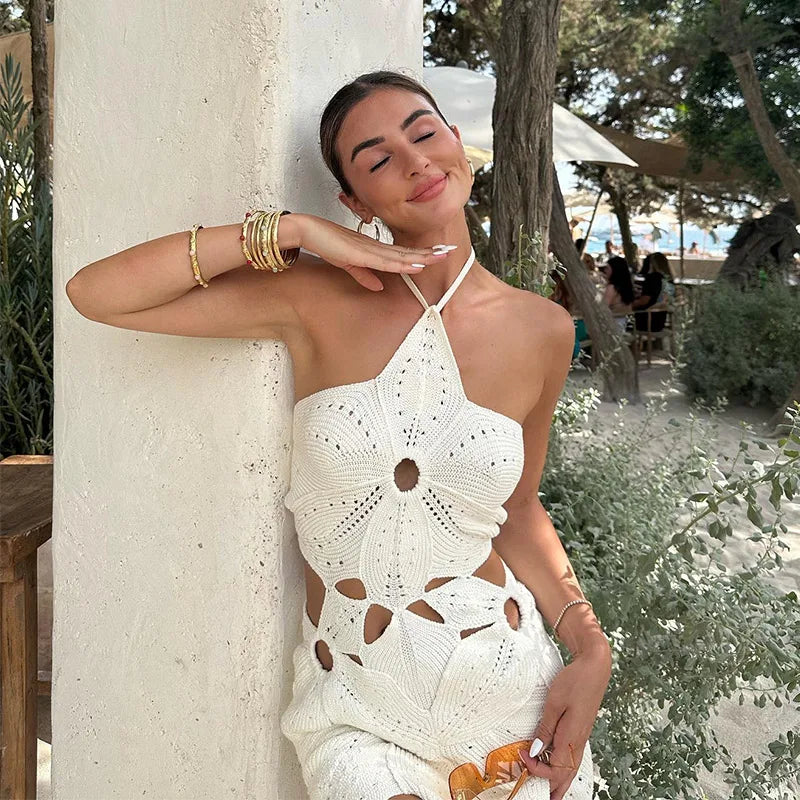 Valantomode | Floral Crochet Mini Dress for Effortless Style