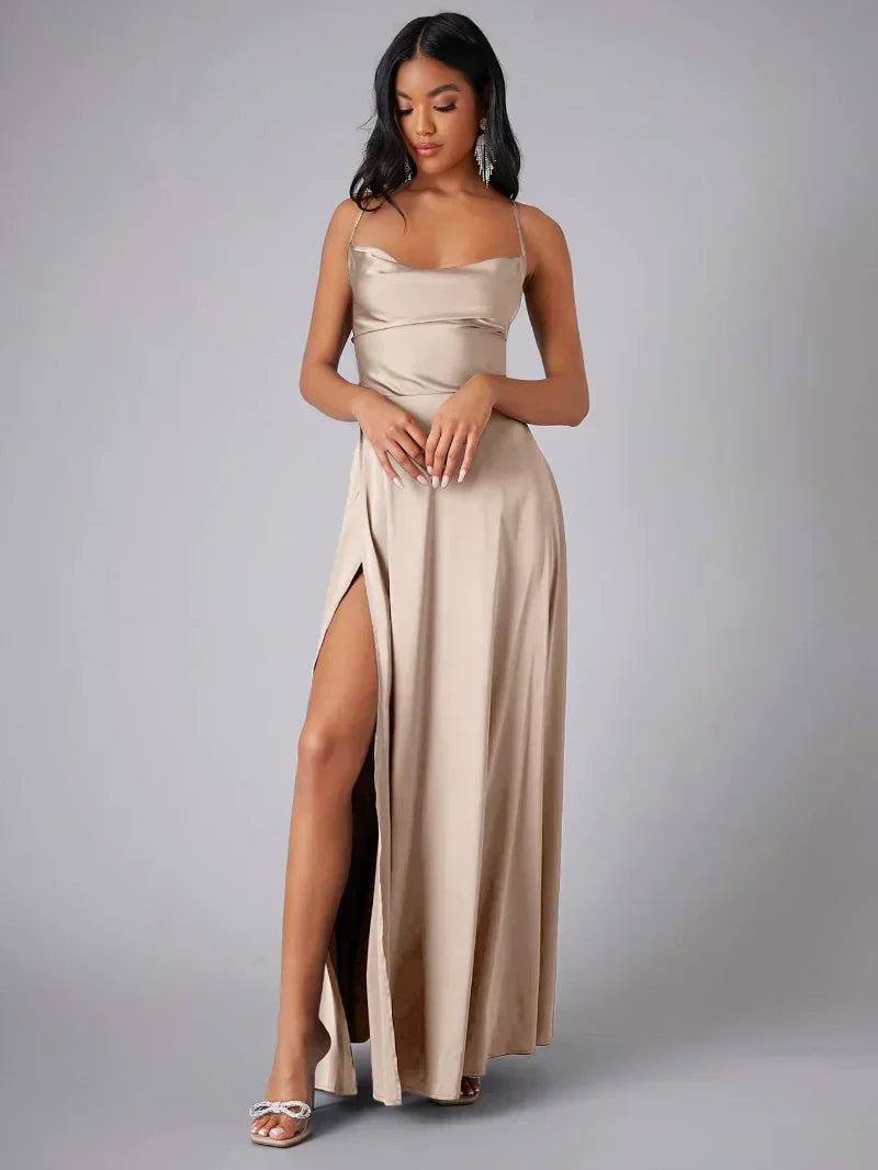 Valantomode | Gorgeous Satin Maxi Dress for Effortless Elegance