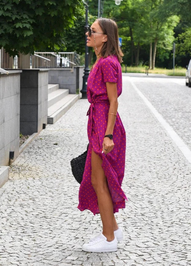 Valantomode | Floral Wrap Dress for Effortless Style and Elegance