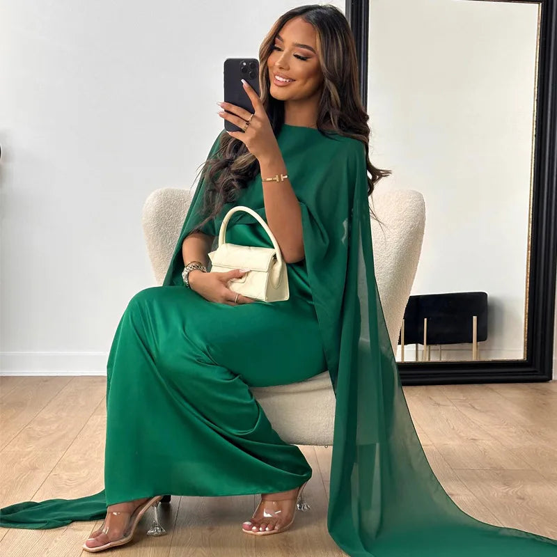 Valantomode | Elegant Long Satin Dress for Women for Formal Events
