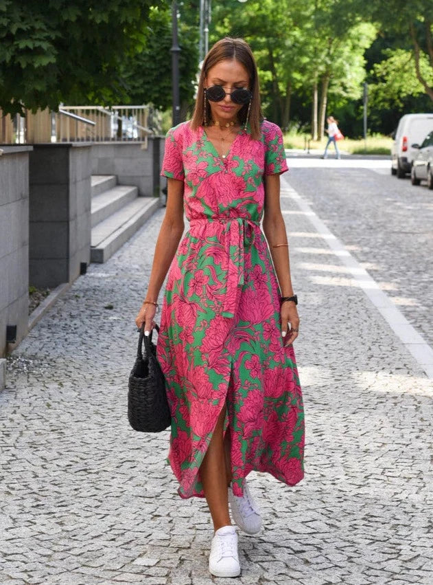 Valantomode | Floral Wrap Dress for Effortless Style and Elegance