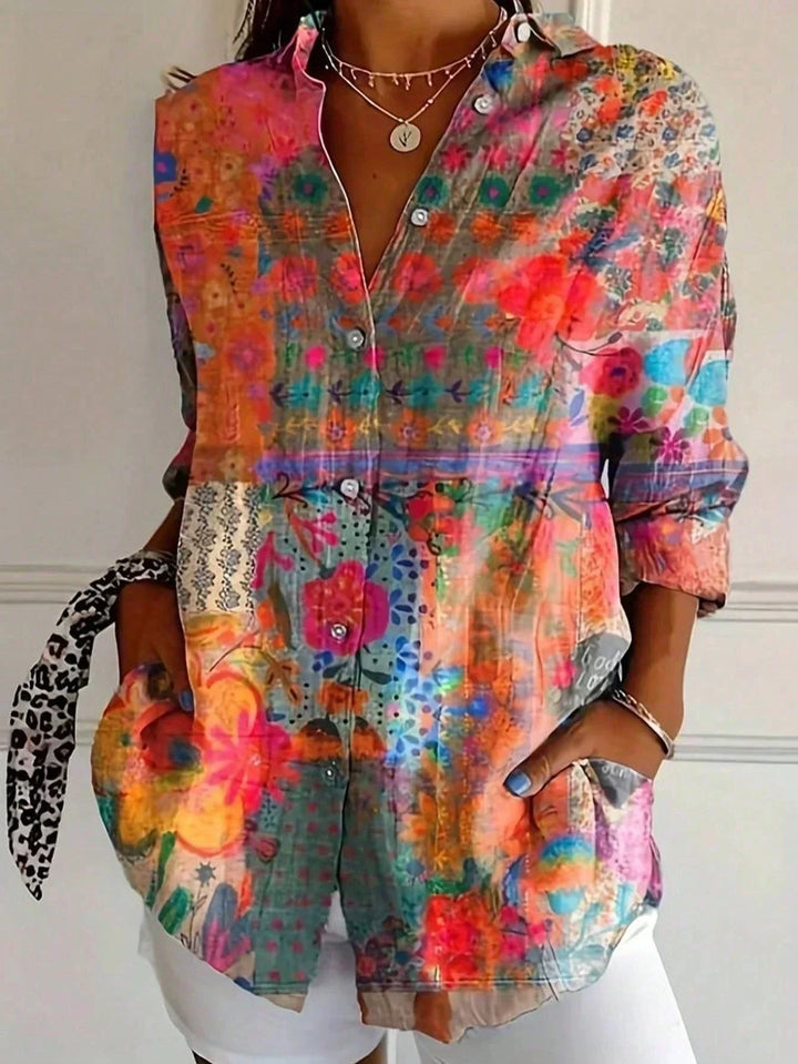 Valantomode | Blouse with Vibrant Pattern
