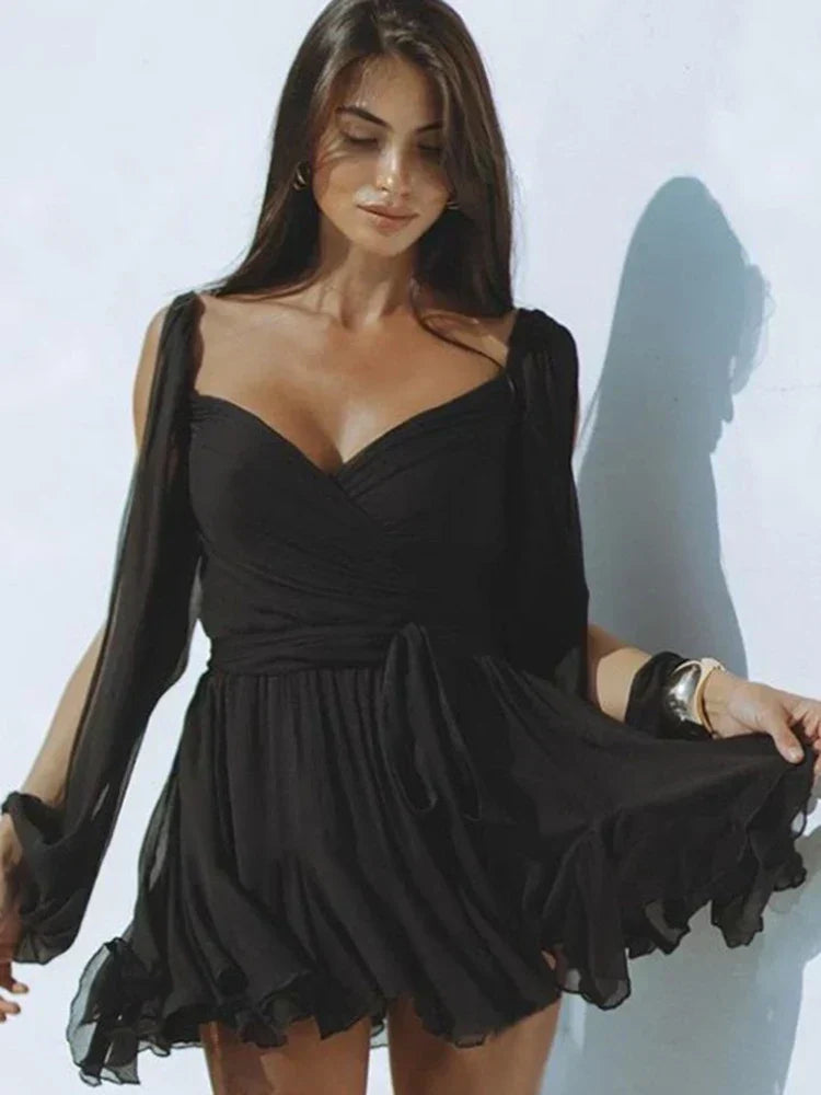 Valantomode | Chic Women's Wrap Dress with Pleated Skirt for Any Occasion