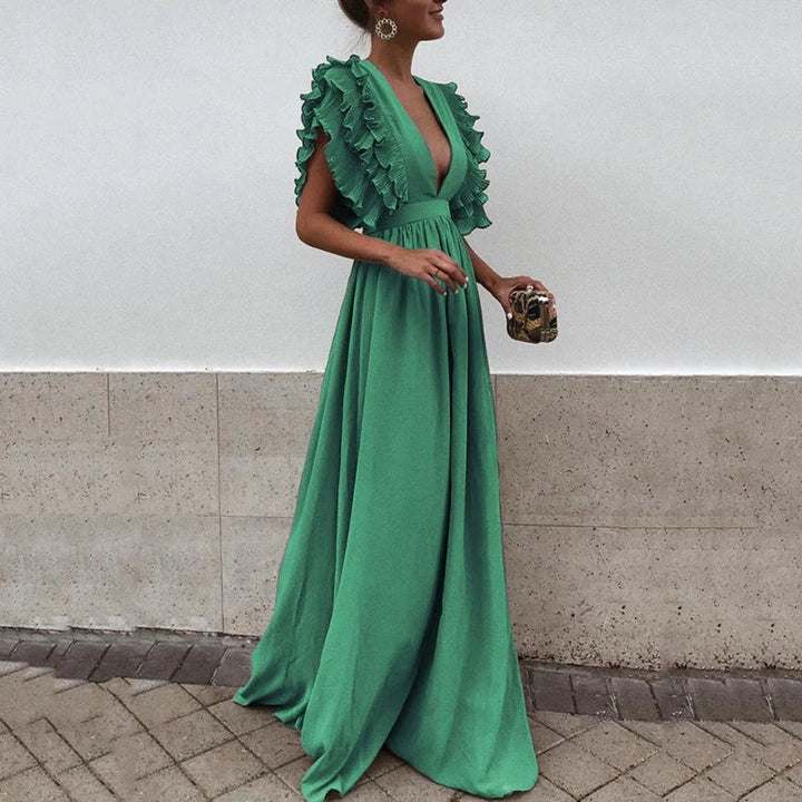 Valantomode | Chic Dress with Ruffled Sleeves for Trendy Outings