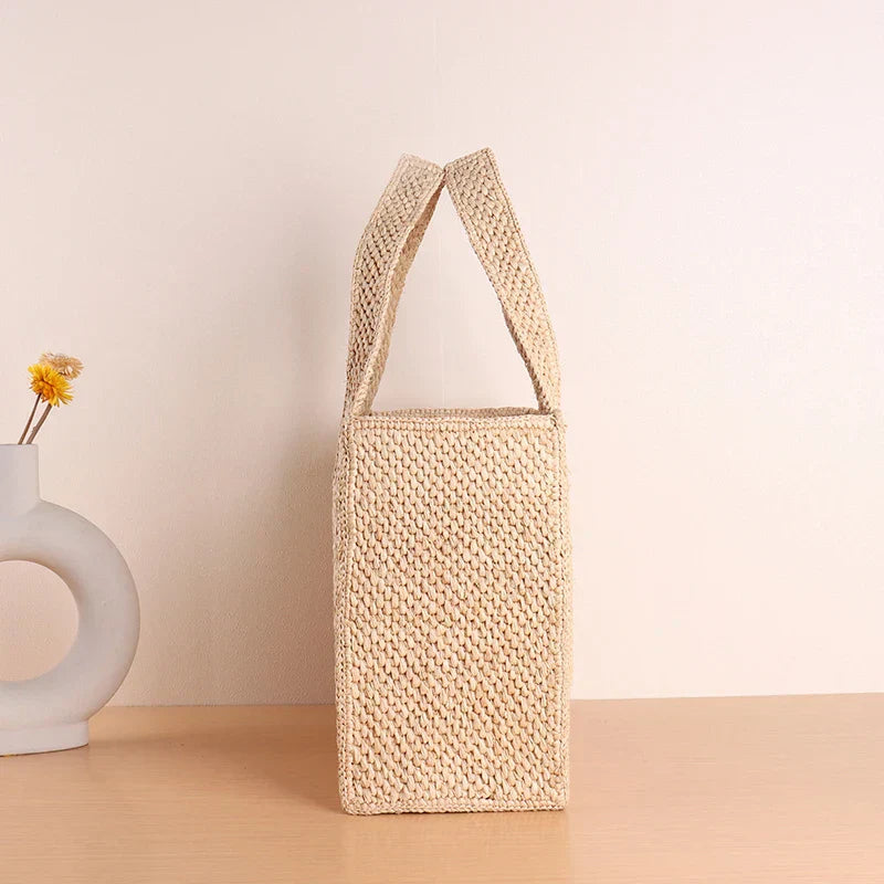 Valantomode | Chic Woven Raffia Beach Bag for Stylish Summer Outings