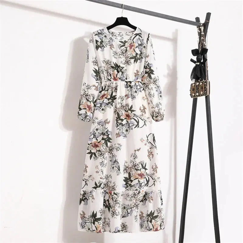 Valantomode | Beautiful Long Summer Dress with Floral Print for Women