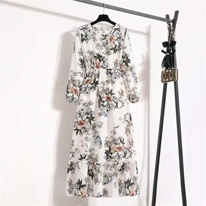 Valantomode | Beautiful Long Summer Dress with Floral Print for Women