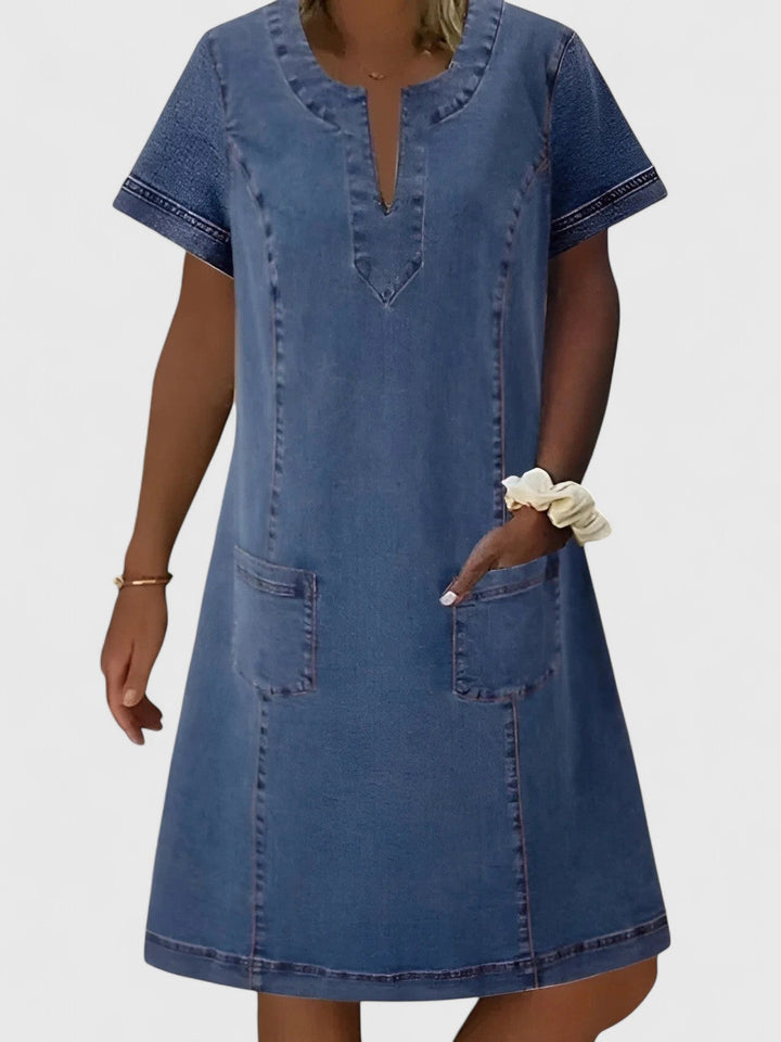 Valantomode | Chic Denim Dress Perfect for Casual Outings and Gatherings
