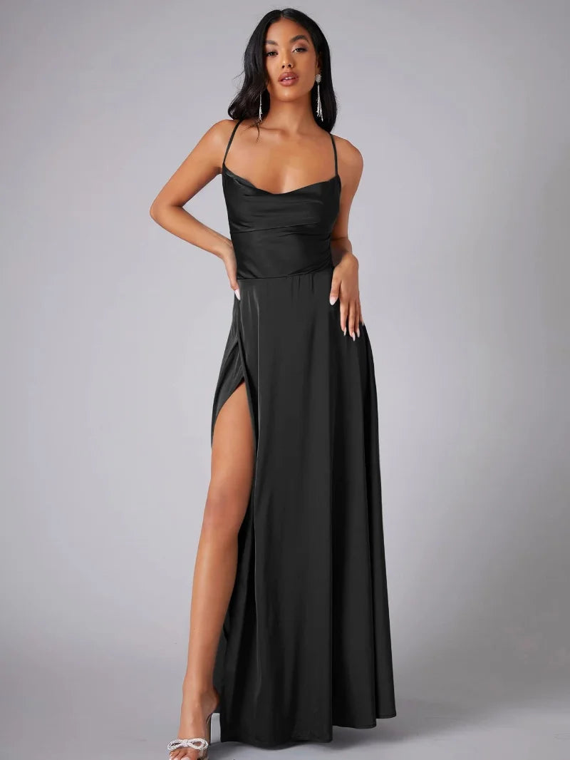 Valantomode | Gorgeous Satin Maxi Dress for Effortless Elegance