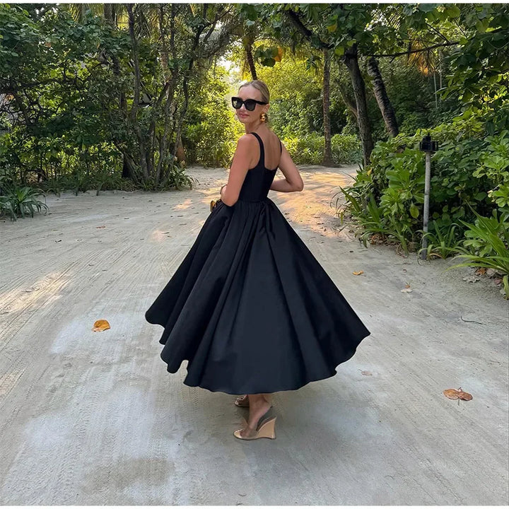 Valantomode | Chic Black Fit-and-Flare Dress for Effortless Elegance