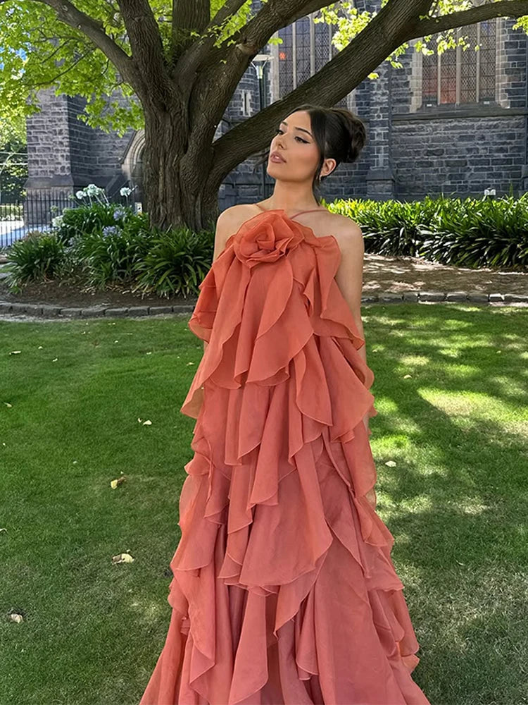 Valantomode | Layered Ruffle Maxi Dress for Effortless Elegance