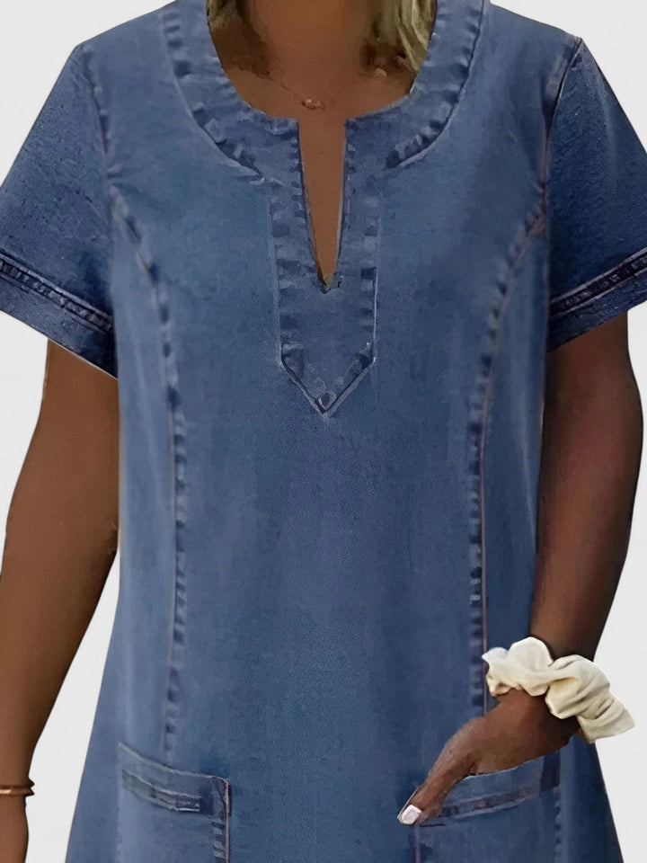 Valantomode | Chic Denim Dress Perfect for Casual Outings and Gatherings