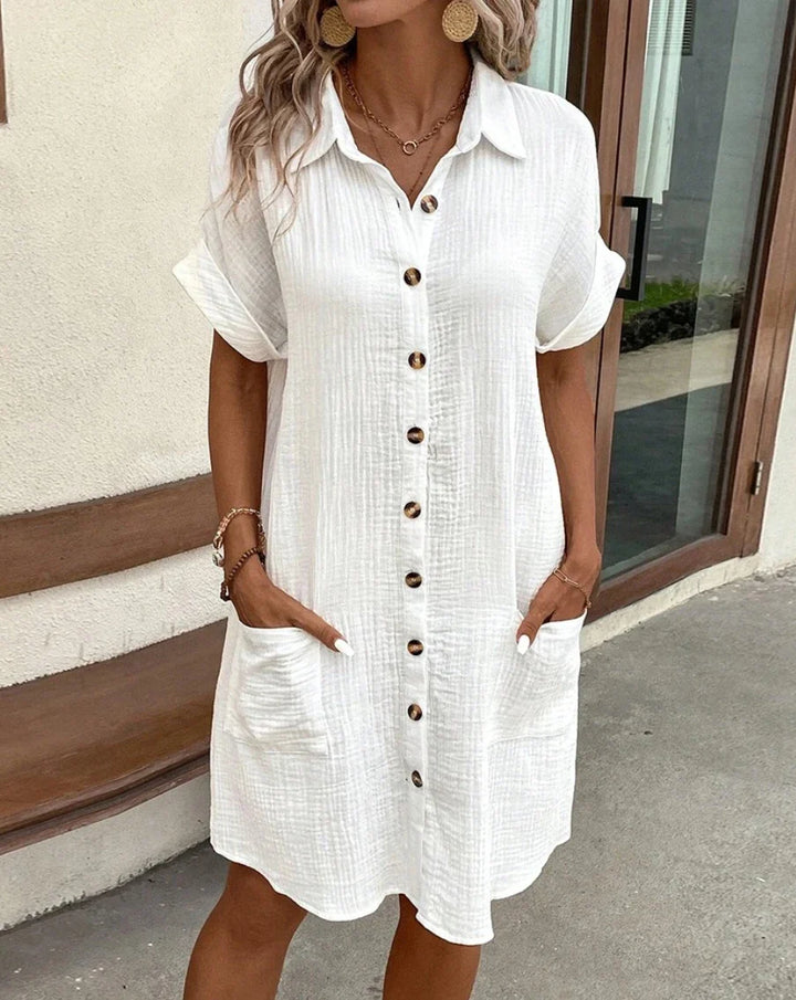 Valantomode | Charming V-Neck Mini Dress for Your Vacation Wardrobe