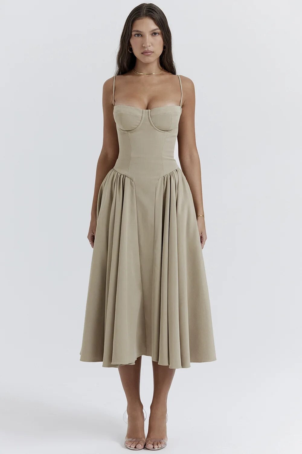 Valantomode | Corset-Style Dress with Flared Skirt for Elegant Looks