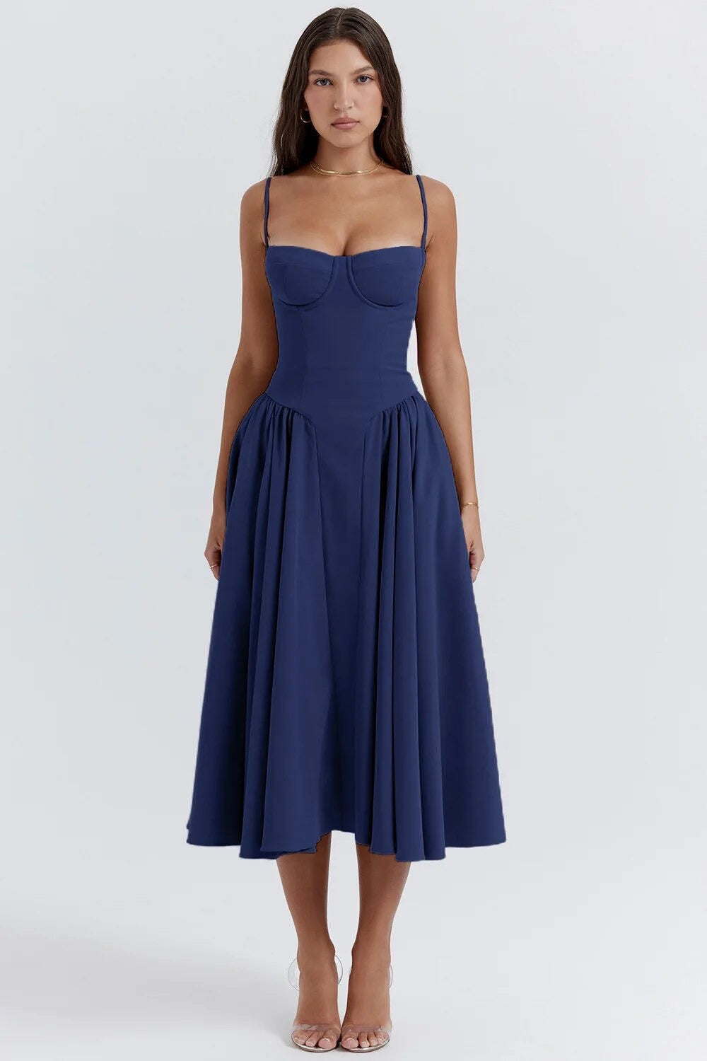 Valantomode | Corset-Style Dress with Flared Skirt for Elegant Looks
