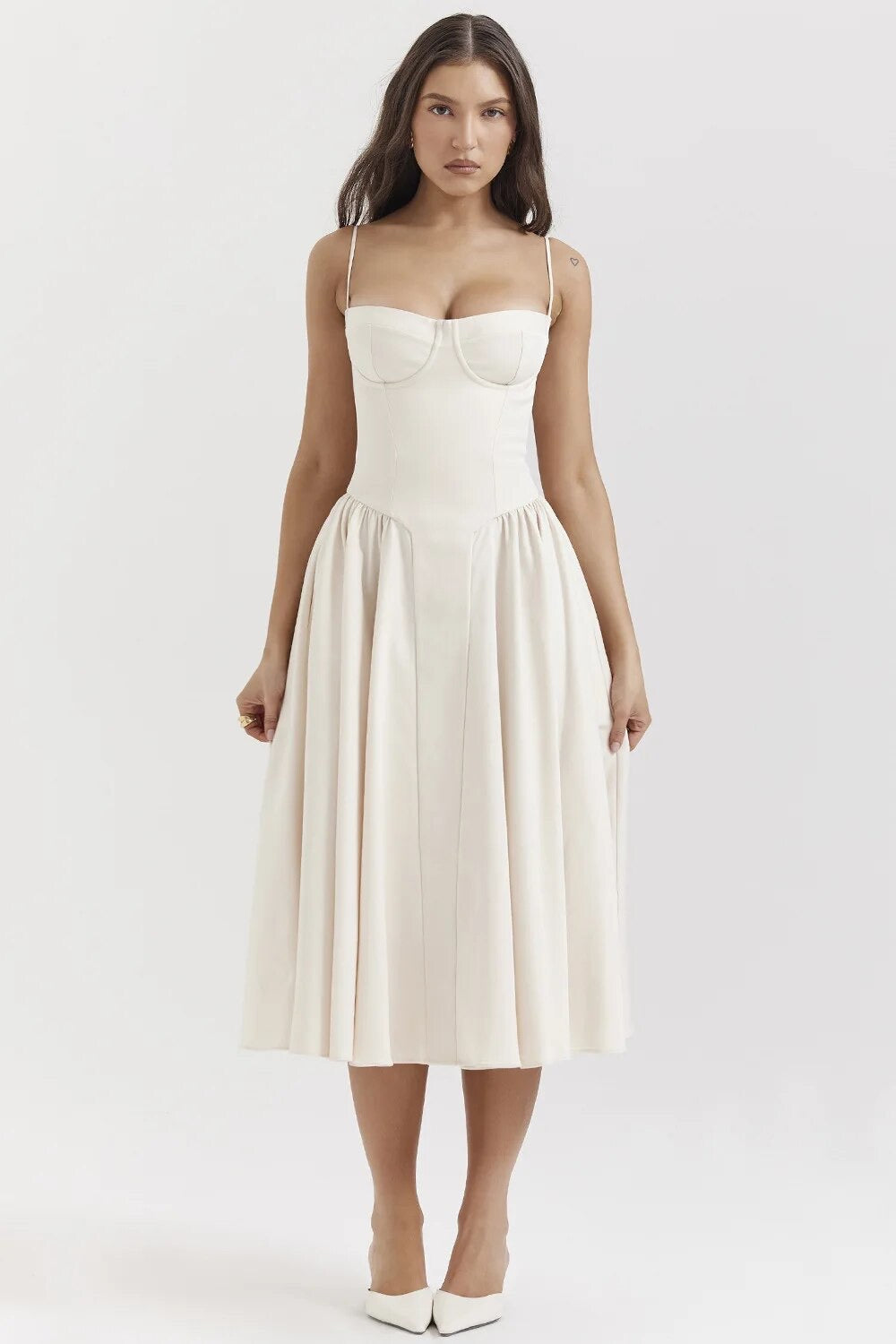 Valantomode | Corset-Style Dress with Flared Skirt for Elegant Looks