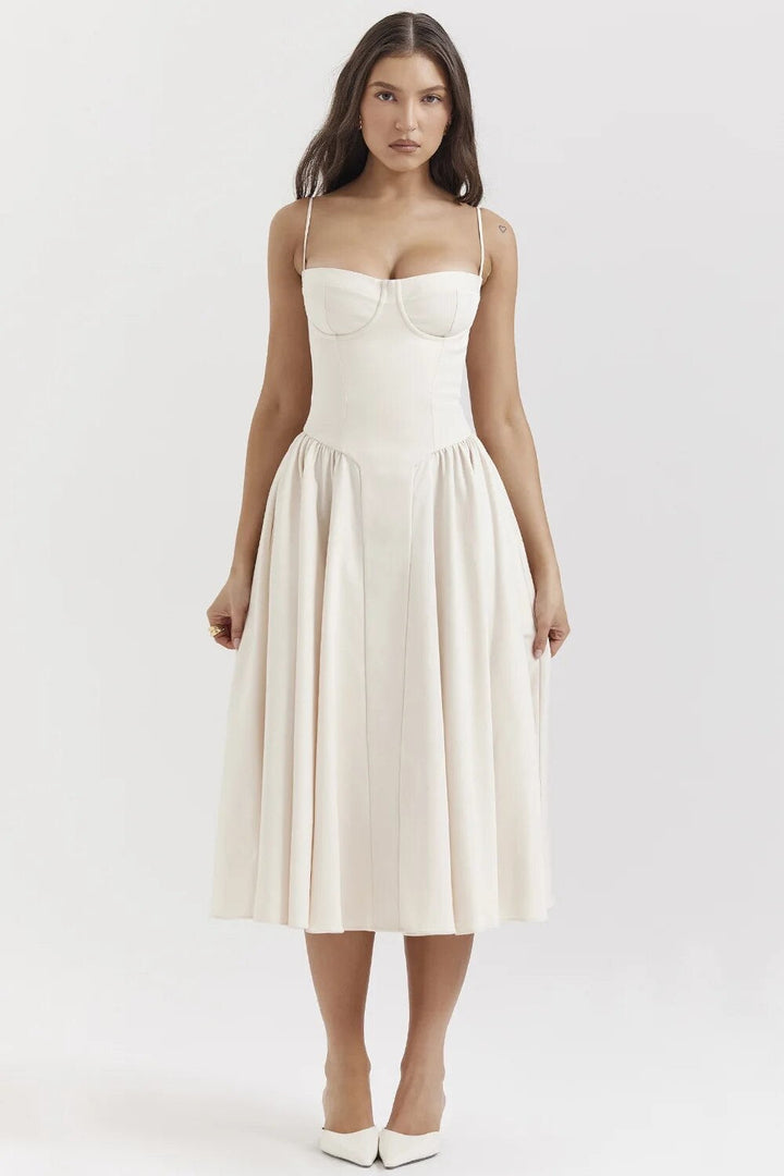 Valantomode | Corset-Style Dress with Flared Skirt for Elegant Looks