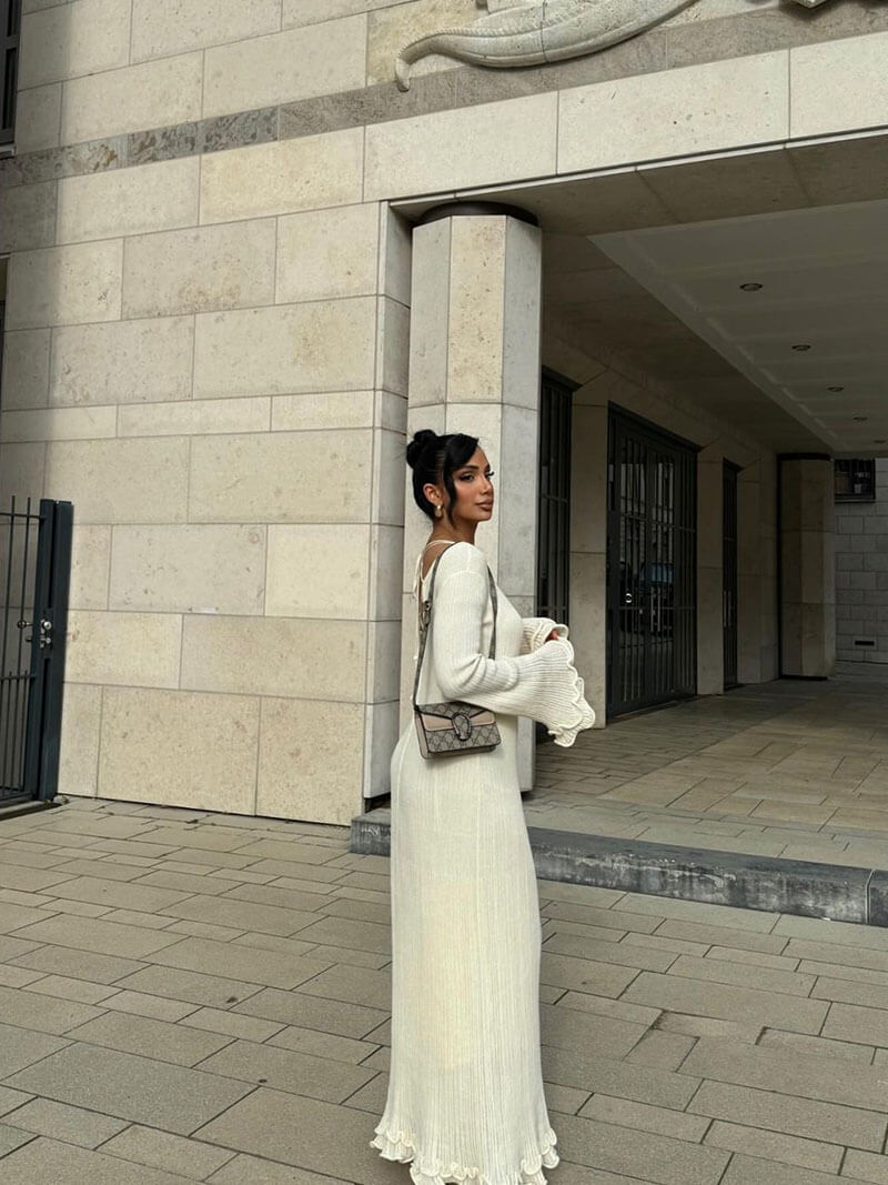 Valantomode | Elegant Ruffled Pleated Maxi Dress for Effortless Style