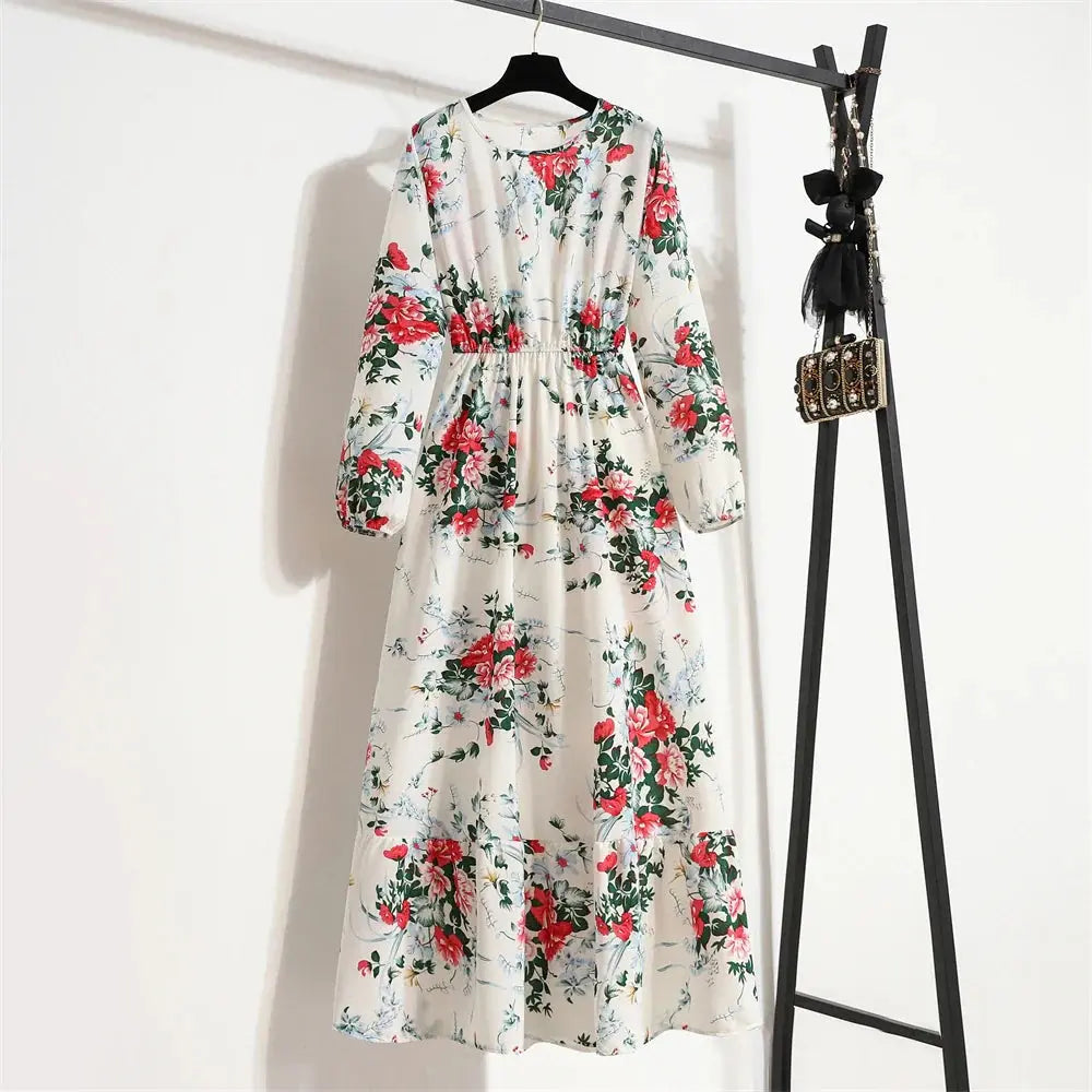 Valantomode | Beautiful Long Summer Dress with Floral Print for Women