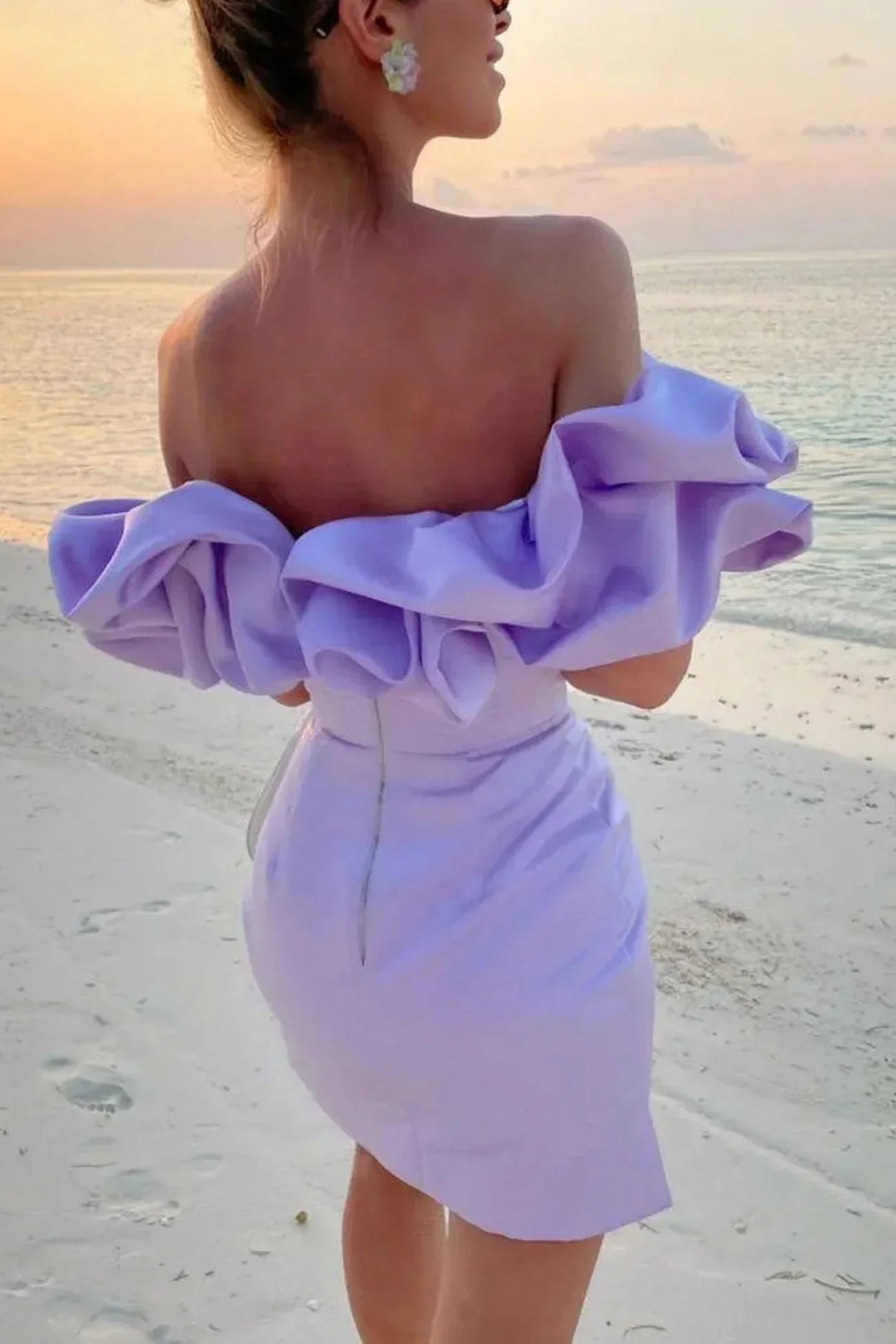 Valantomode | Off Shoulder Satin Mini Dress for Chic Night Out