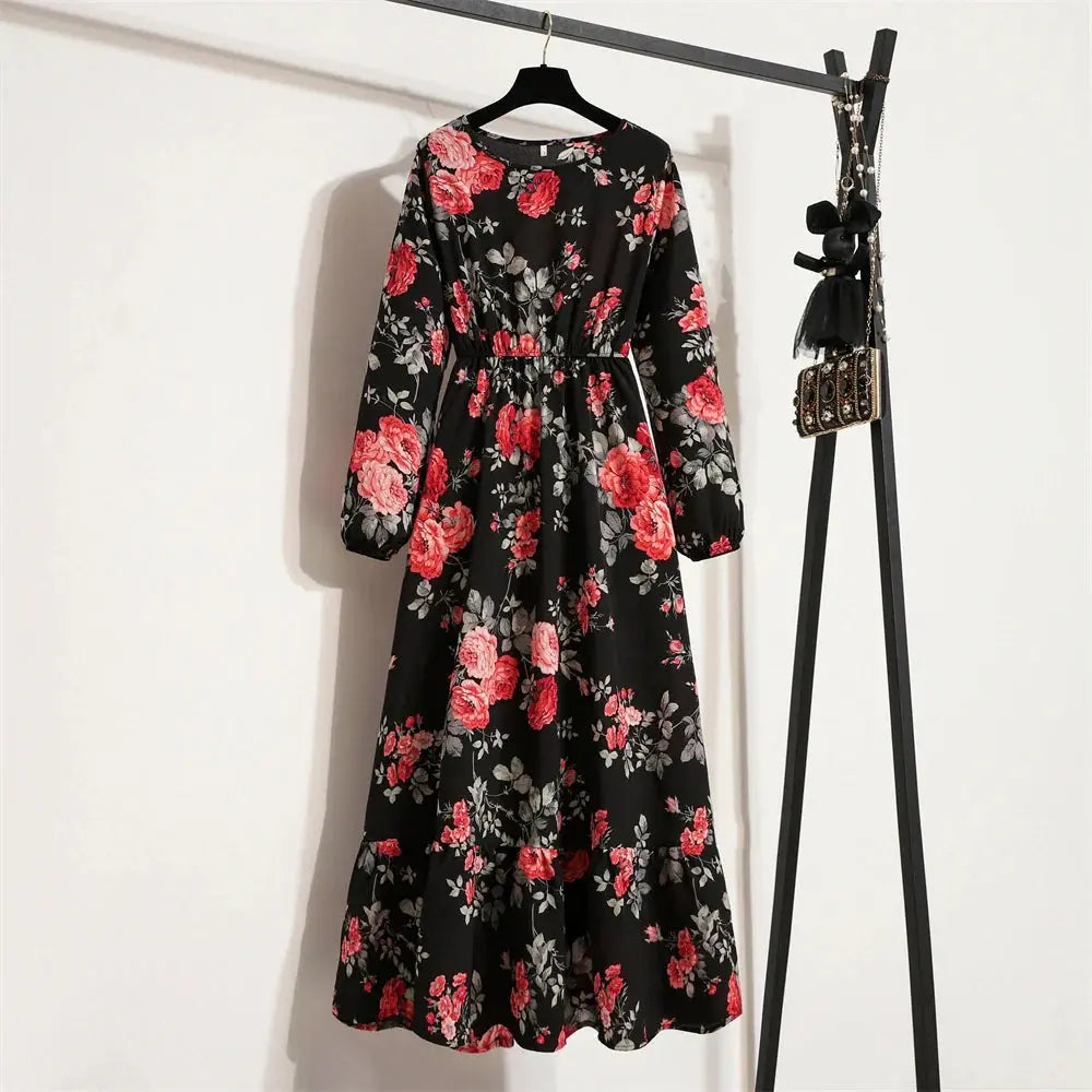 Valantomode | Beautiful Long Summer Dress with Floral Print for Women