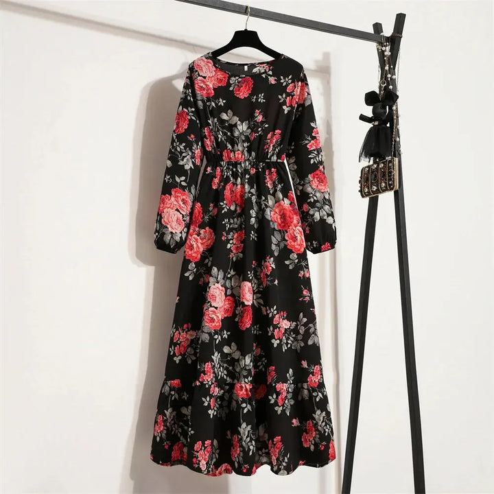 Valantomode | Beautiful Long Summer Dress with Floral Print for Women