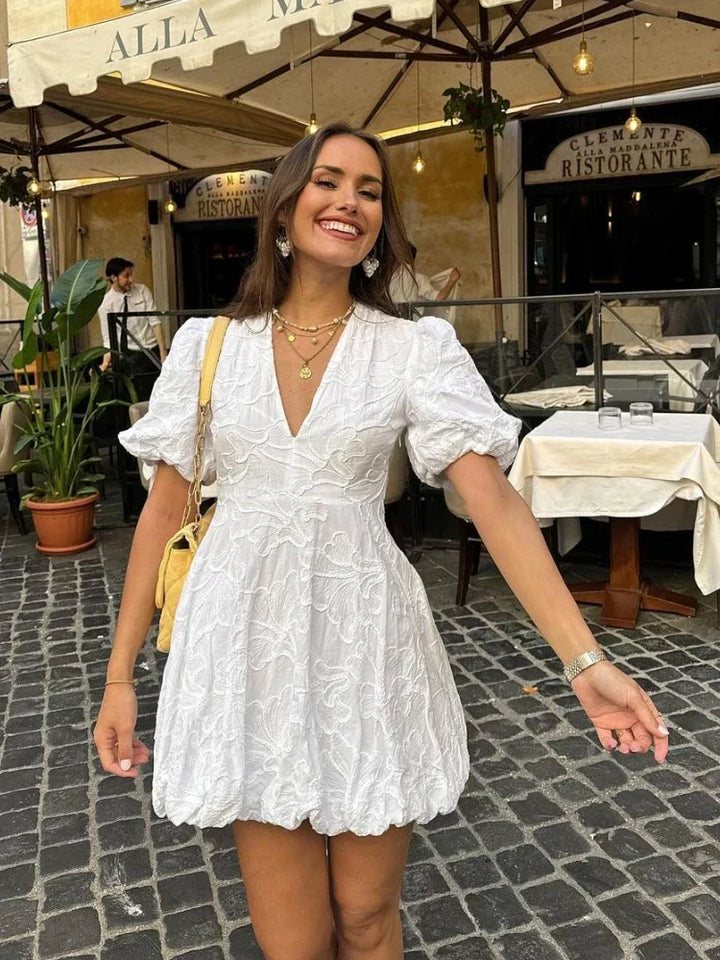 Valantomode | V-Neck Mini Dress by Isabelle for Effortless Style