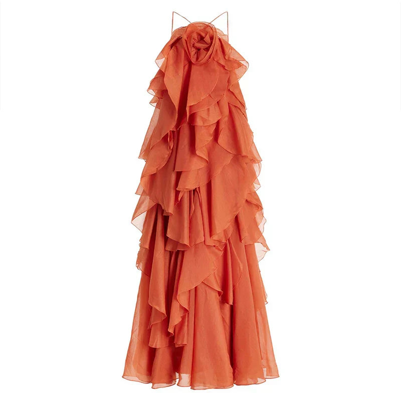 Valantomode | Layered Ruffle Maxi Dress for Effortless Elegance