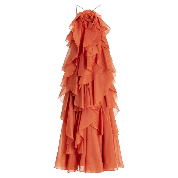 Valantomode | Layered Ruffle Maxi Dress for Effortless Elegance