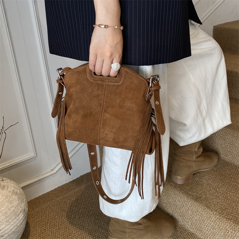 Valantomode | Velvet Cyclus Tassella – Premium Vegan Suede Adjustable Bucket Bag & Crossbody