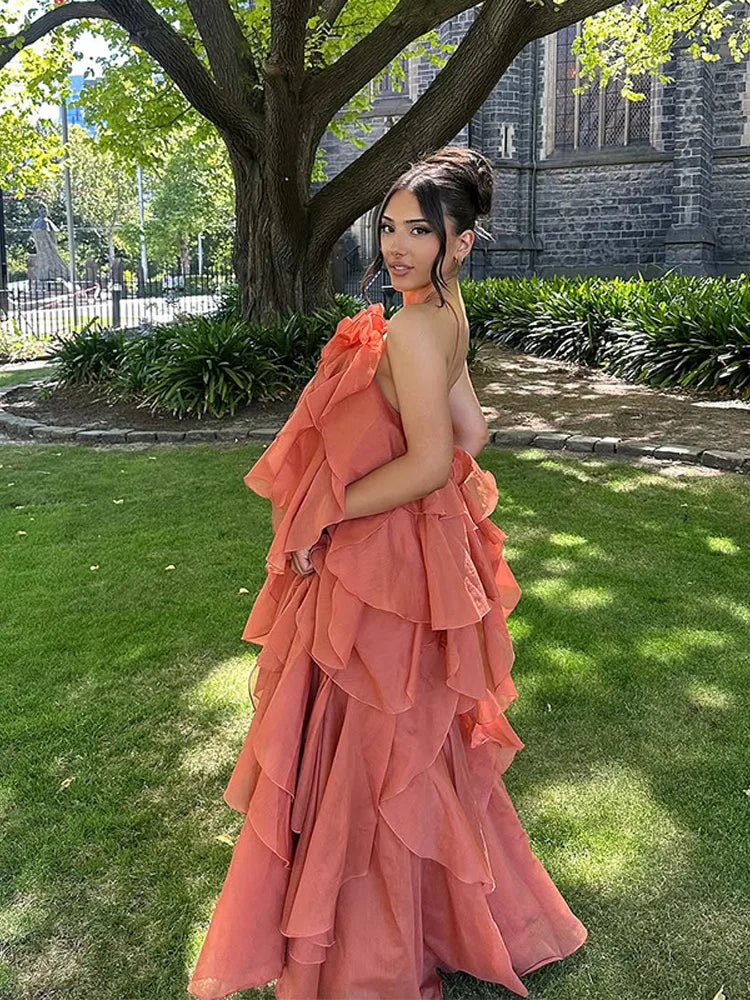Valantomode | Layered Ruffle Maxi Dress for Effortless Elegance