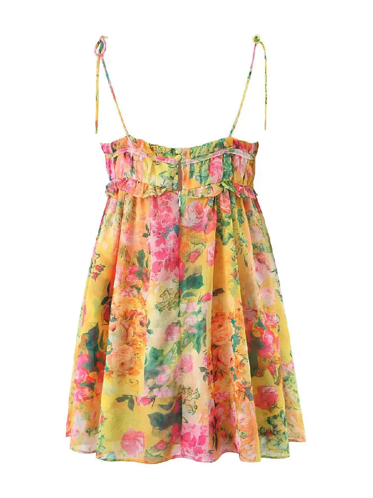 Valantomode | Trendy Floral Dress with Delicate Thin Straps for Women
