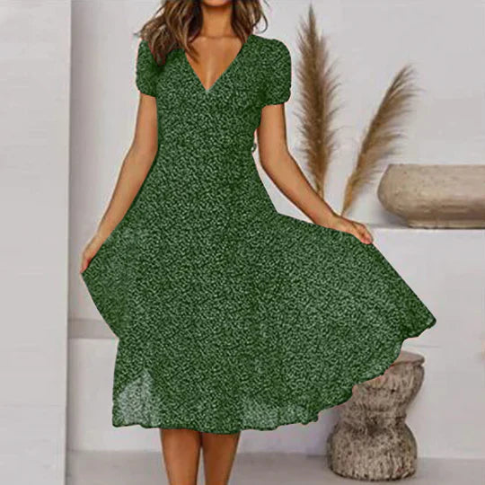 Valantomode | Stunning A-Line V-Neck Dress for Effortless Style