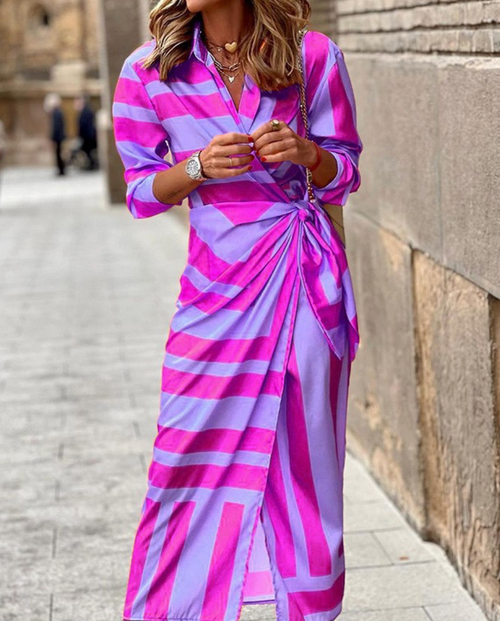 Valantomode | Dress with Printed Wrap Design