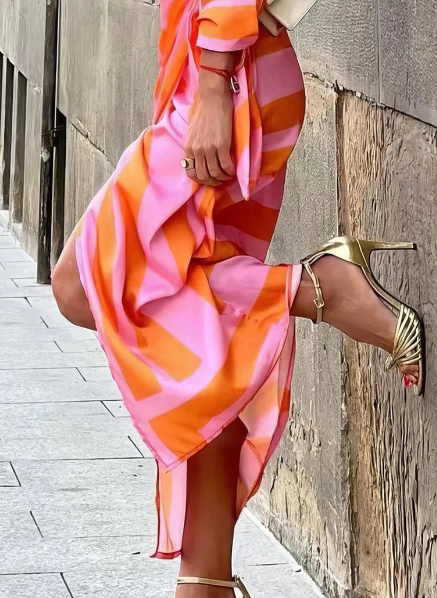Valantomode | Dress with Printed Wrap Design