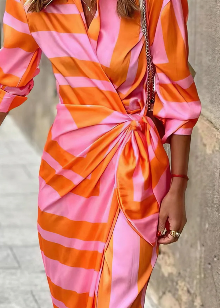 Valantomode | Dress with Printed Wrap Design