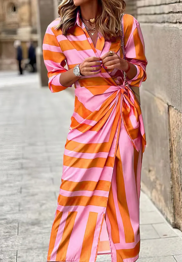 Valantomode | Dress with Printed Wrap Design