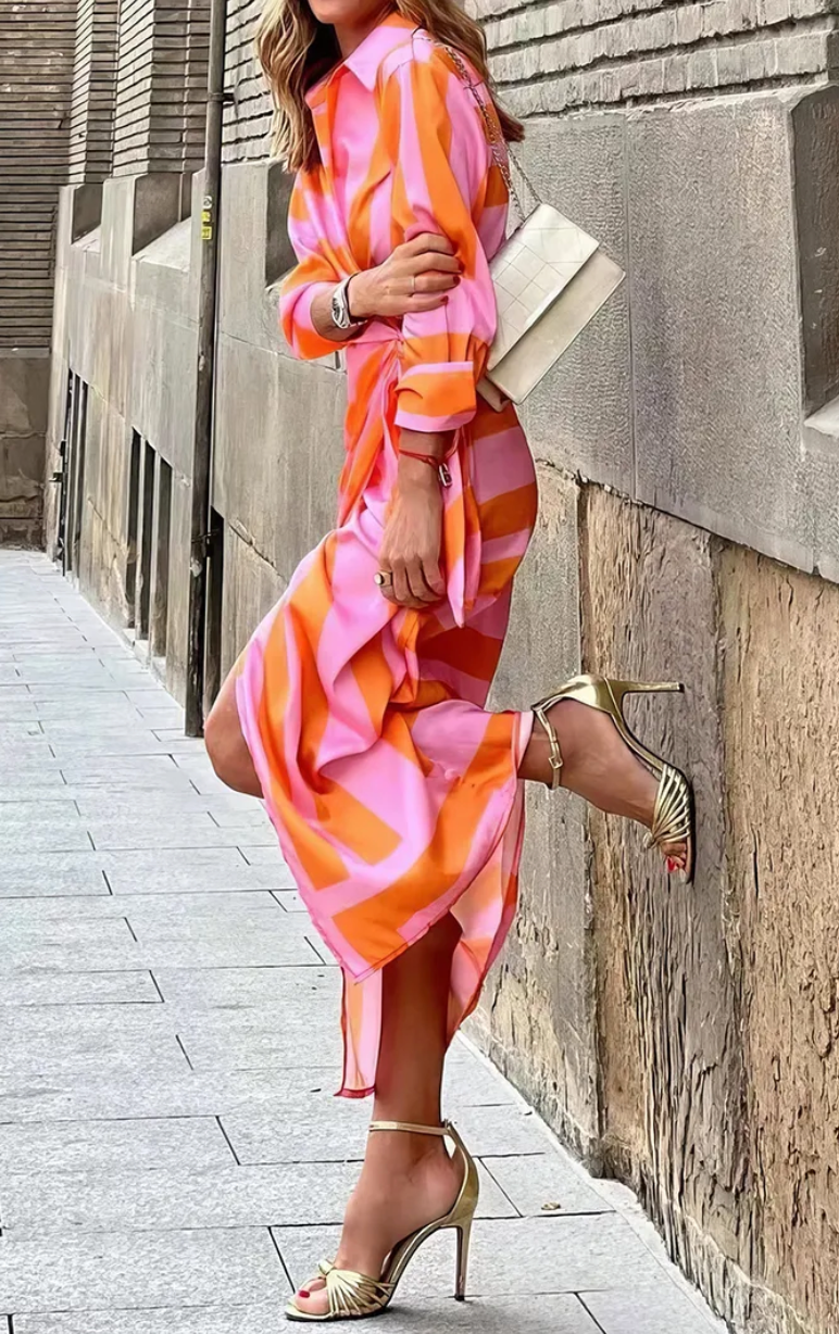 Valantomode | Dress with Printed Wrap Design