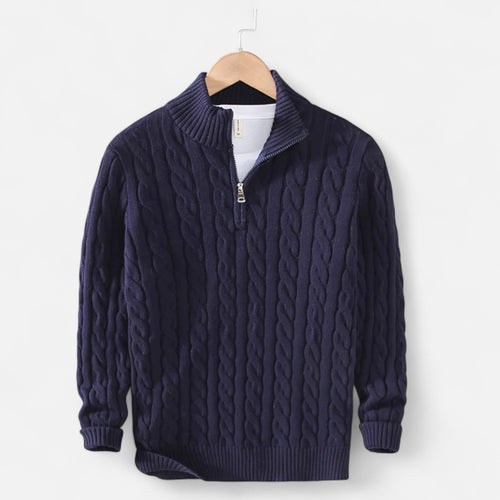 ValantoMode | Men’s Cable Knit Quarter-Zip Sweater