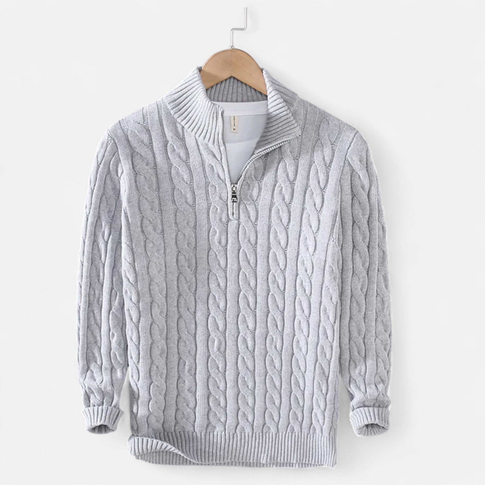 ValantoMode | Men’s Cable Knit Quarter-Zip Sweater