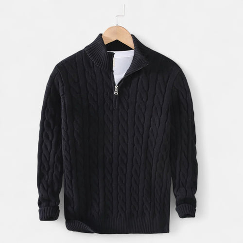 ValantoMode | Men’s Cable Knit Quarter-Zip Sweater
