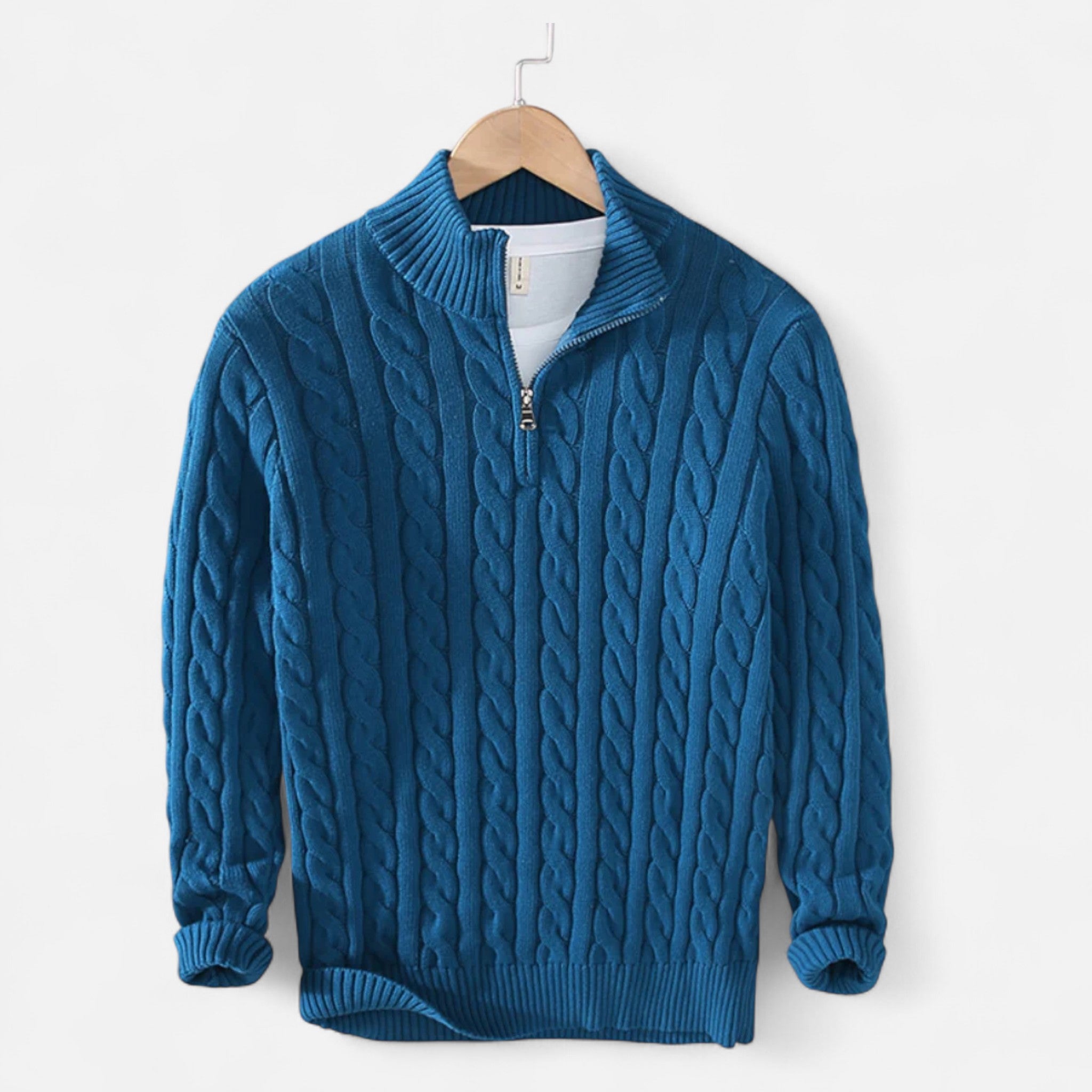 ValantoMode | Men’s Cable Knit Quarter-Zip Sweater