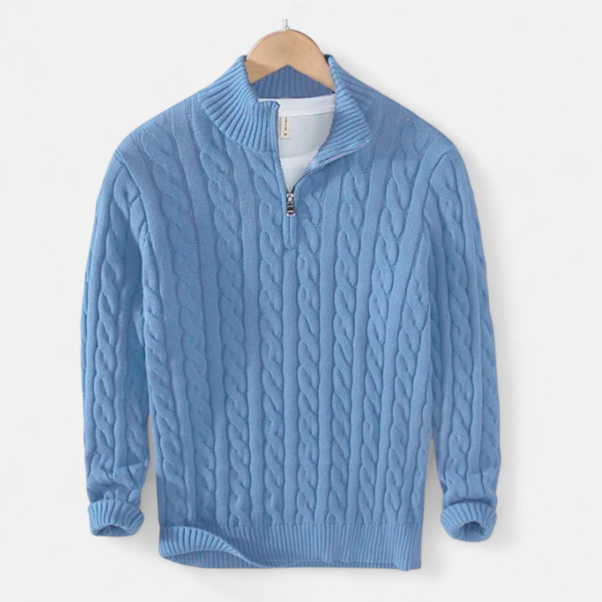ValantoMode | Men’s Cable Knit Quarter-Zip Sweater