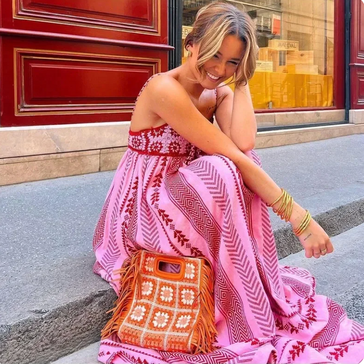 Valantomode | Embroidered Maxi Dress for Effortless Elegance