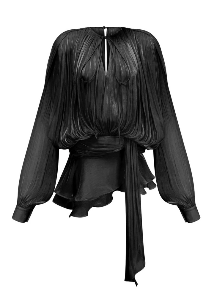 Valantomode | Stunning Black Mini Dress with Pearl Button Details