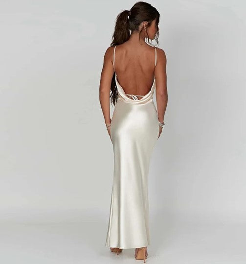 Valantomode | Elegant Satin Maxi Dress with High Split Design